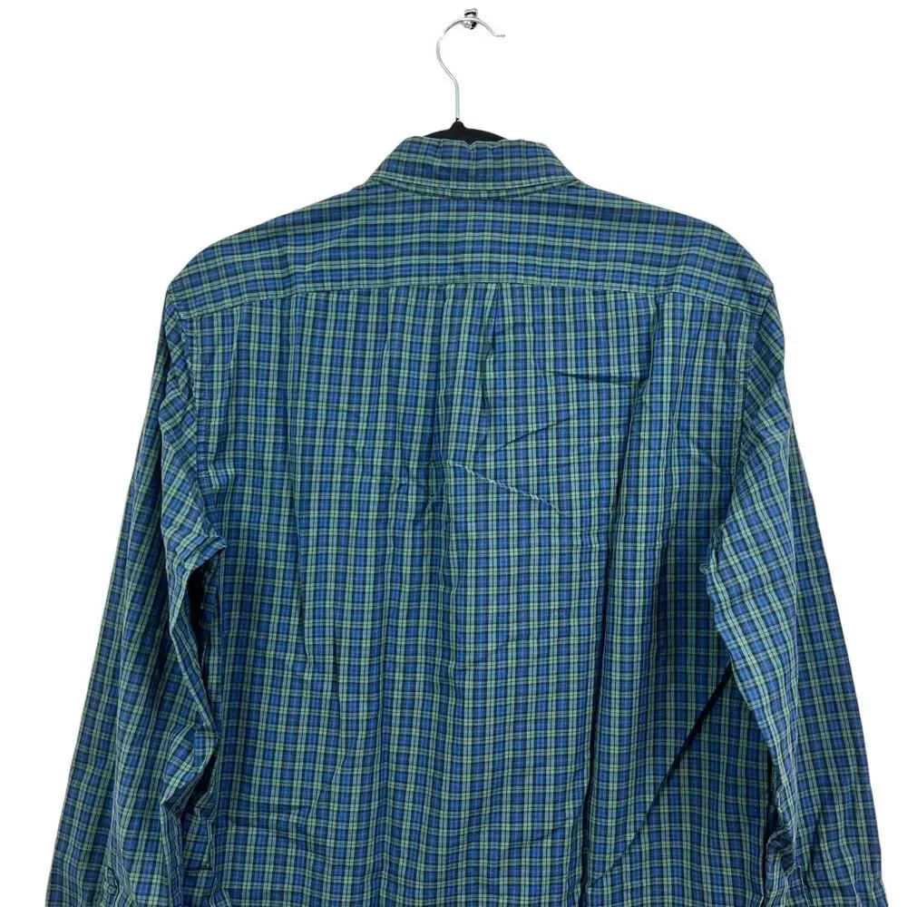 J. Crew Men Plaid Shirt Slim Button Down Long Sleeve Pen Pocket Green Blue Sz M*